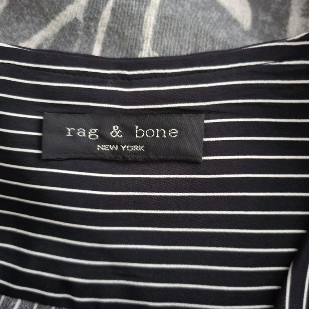 Rag & Bone Felix Popover Top In Black & White Str… - image 4